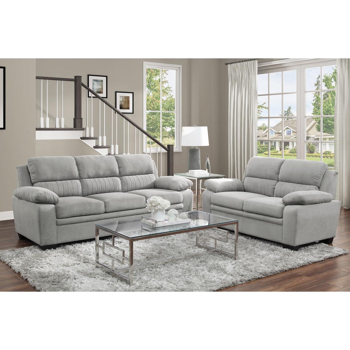 Holleman Gray Modern Solid Wood And Plywood Textured Fabric Polyester Upholstery Sofa - Ella Furniture