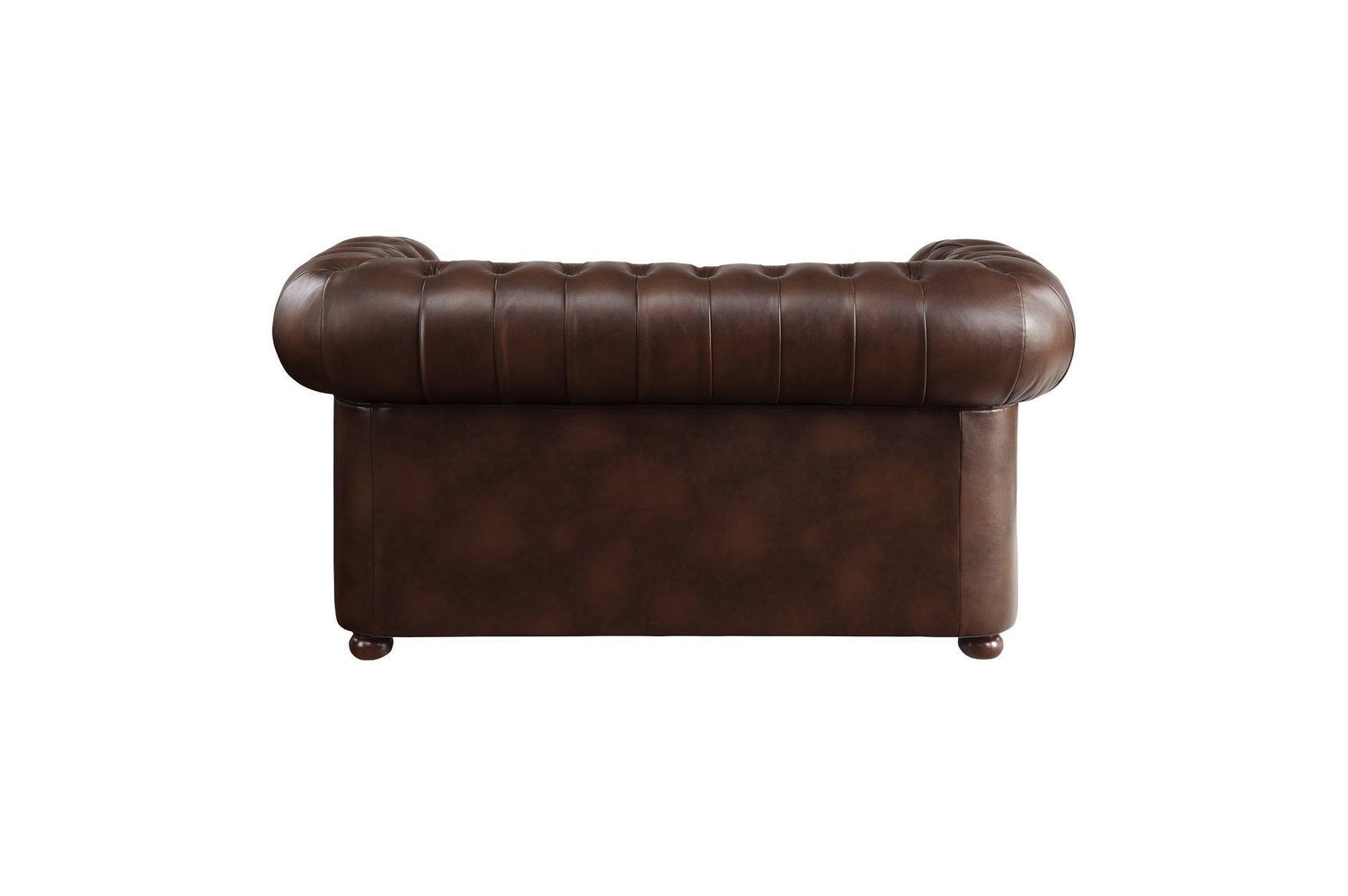 Tiverton Brown Solid Wood Plywood Breathable Faux Leather Upholstery Tufted 2Pc Set: Sofa, Love - Ella Furniture