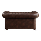 Tiverton Brown Modern Traditional Solid Wood And Plywood Faux Leather Upholstered Tufted Loveseat - Ella Furniture