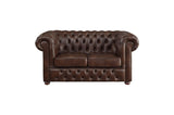 Tiverton Brown Solid Wood Plywood Breathable Faux Leather Upholstery Tufted 2Pc Set: Sofa, Love - Ella Furniture