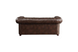 Tiverton Brown Solid Wood Plywood Breathable Faux Leather Upholstery Tufted 2Pc Set: Sofa, Love - Ella Furniture