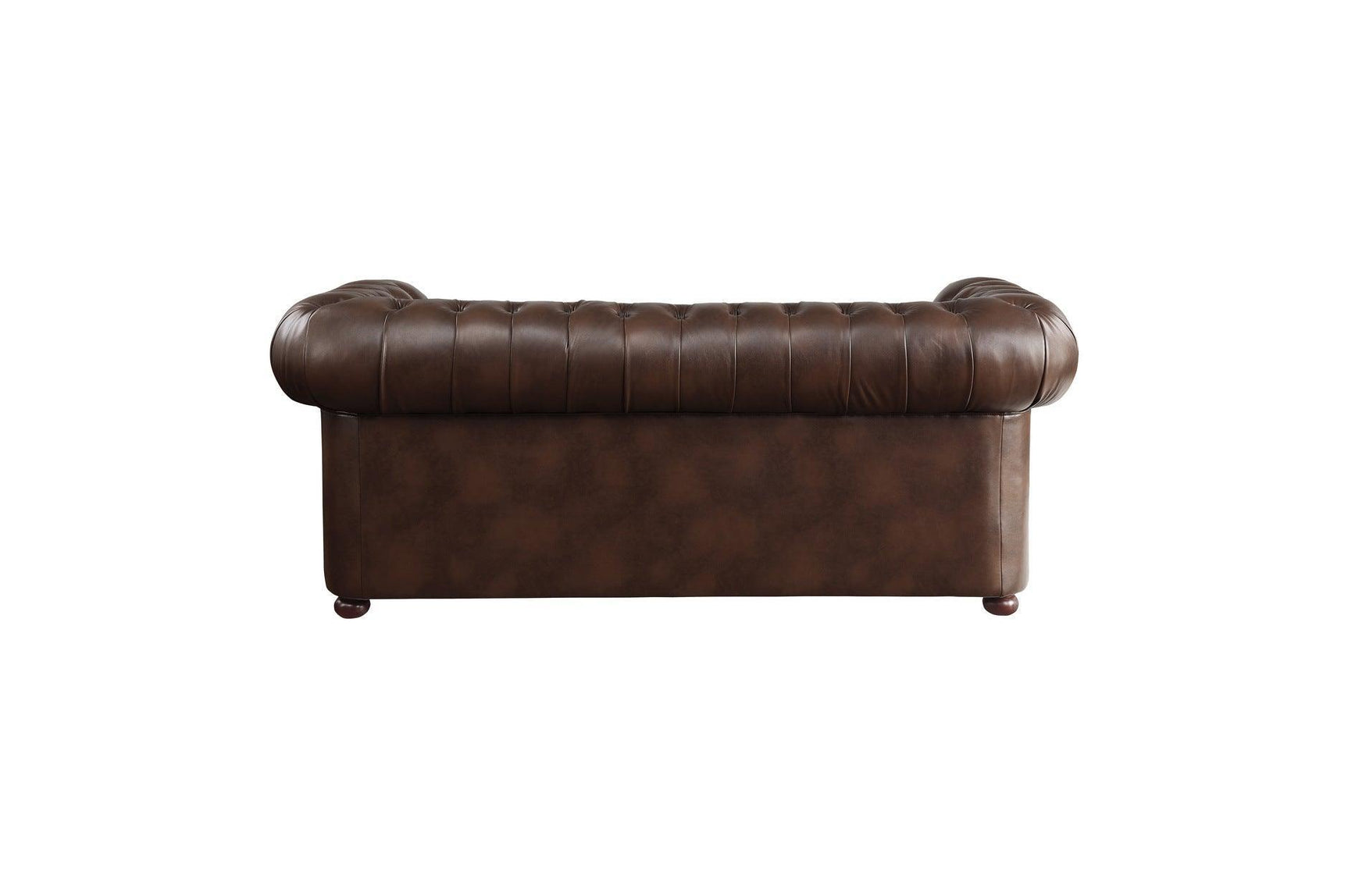 Tiverton Brown Solid Wood Plywood Breathable Faux Leather Upholstery Tufted 2Pc Set: Sofa, Love - Ella Furniture