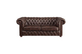 Tiverton Brown Solid Wood Plywood Breathable Faux Leather Upholstery Tufted 2Pc Set: Sofa, Love - Ella Furniture