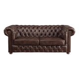 Tiverton Brown Modern Traditional Solid Wood And Plywood Faux Leather Upholstered Tufted Sofa - Ella Furniture