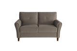 Dunleith Brown Solid Wood And Plywood Velvet Fabric Upholstery Tufted 2Pc Set: Sofa, Love - Ella Furniture