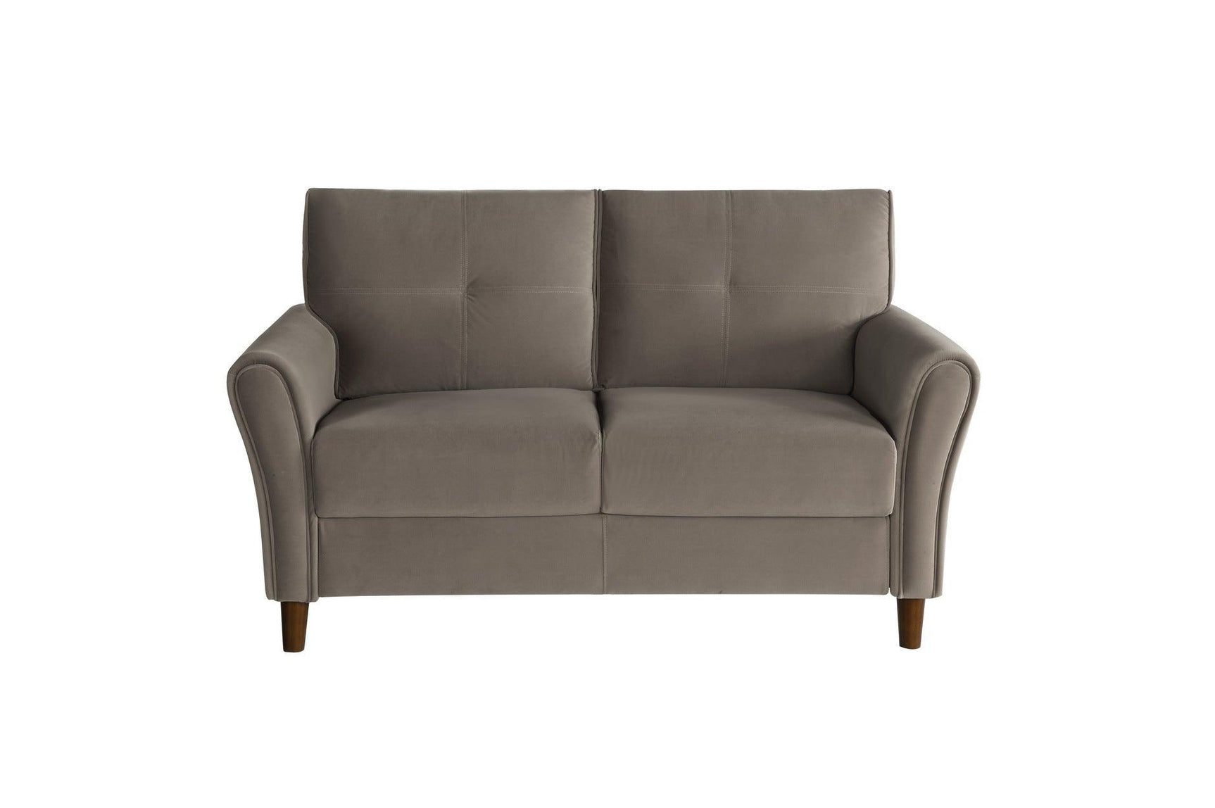 Dunleith Brown Solid Wood And Plywood Velvet Fabric Upholstery Tufted 2Pc Set: Sofa, Love - Ella Furniture