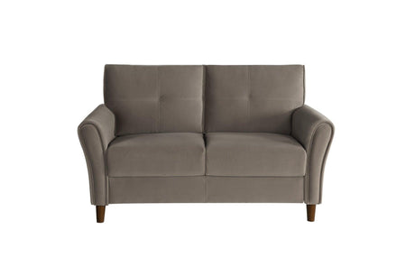 Dunleith Brown Solid Wood And Plywood Velvet Fabric Upholstery Tufted 2Pc Set: Sofa, Love - Ella Furniture