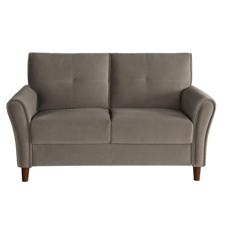 Dunleith Brown Solid Wood And Plywood Velvet Fabric Polyester Upholstered Tufted Loveseat - Ella Furniture