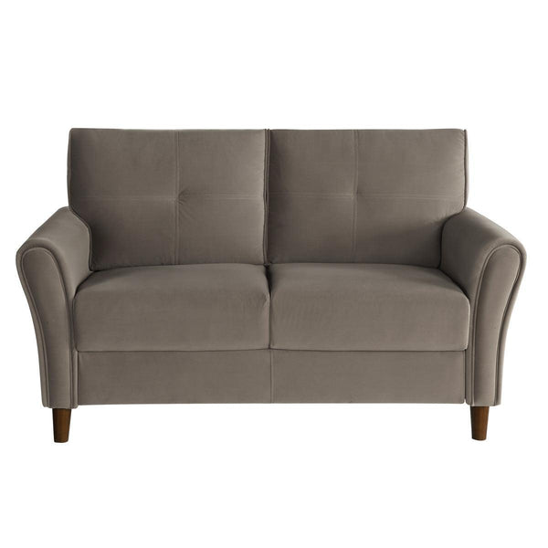 Dunleith Brown Solid Wood And Plywood Velvet Fabric Polyester Upholstered Tufted Loveseat - Ella Furniture