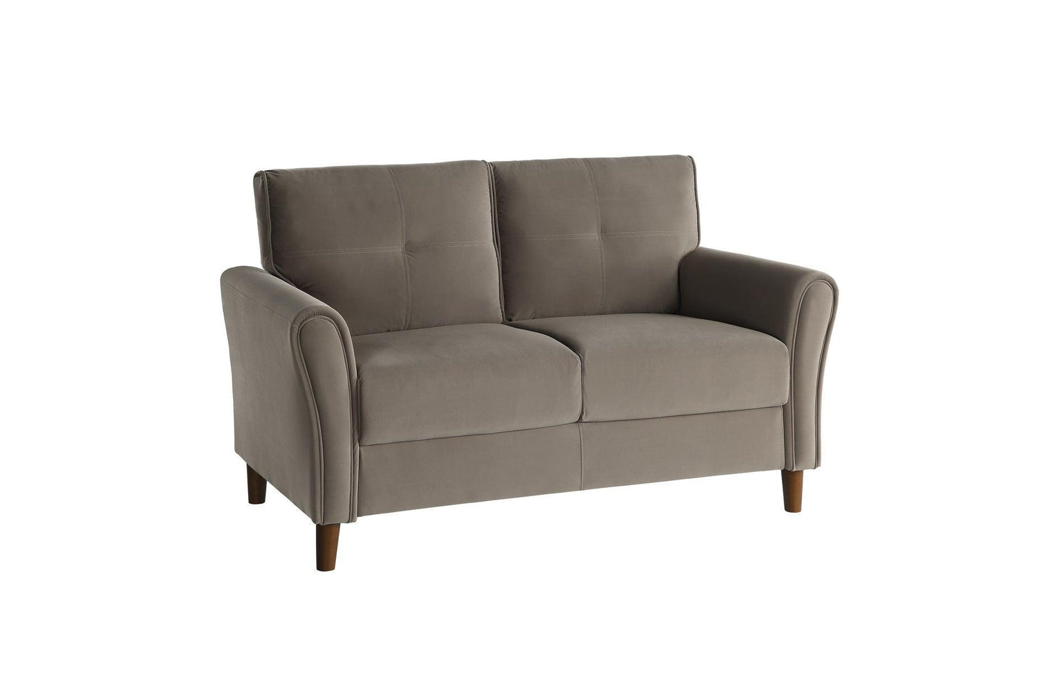 Dunleith Brown Solid Wood And Plywood Velvet Fabric Upholstery Tufted 2Pc Set: Sofa, Love - Ella Furniture