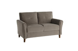 Dunleith Brown Solid Wood And Plywood Velvet Fabric Upholstery Tufted 2Pc Set: Sofa, Love - Ella Furniture