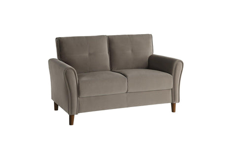Dunleith Brown Solid Wood And Plywood Velvet Fabric Upholstery Tufted 2Pc Set: Sofa, Love - Ella Furniture