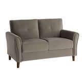 Dunleith Brown Solid Wood And Plywood Velvet Fabric Polyester Upholstered Tufted Loveseat - Ella Furniture