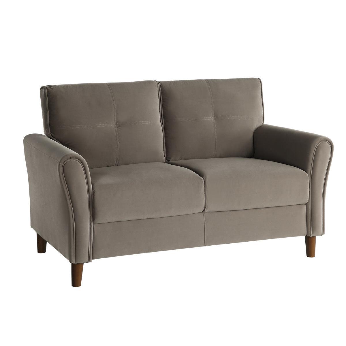 Dunleith Brown Solid Wood And Plywood Velvet Fabric Polyester Upholstered Tufted Loveseat - Ella Furniture