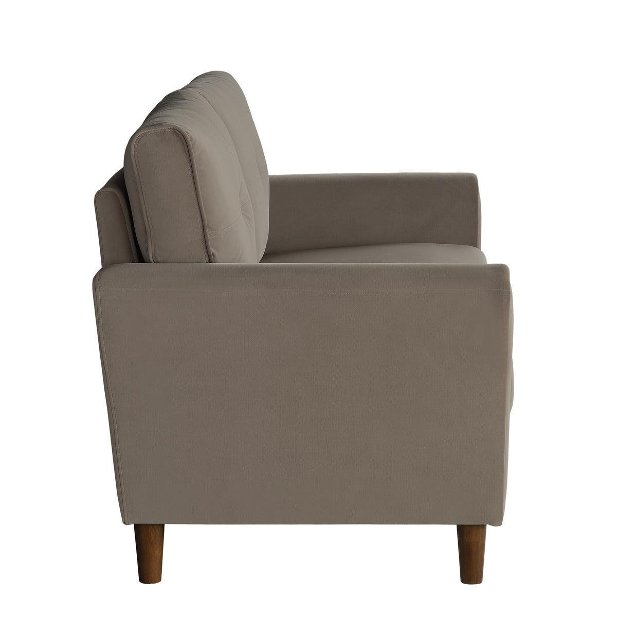 Dunleith Brown Solid Wood And Plywood Velvet Fabric Polyester Upholstered Tufted Loveseat - Ella Furniture