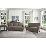 Dunleith Brown Solid Wood And Plywood Velvet Fabric Polyester Upholstered Tufted Loveseat - Ella Furniture