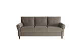 Dunleith Brown Solid Wood And Plywood Velvet Fabric Upholstery Tufted 2Pc Set: Sofa, Love - Ella Furniture