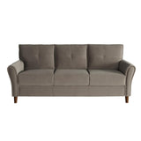 Dunleith Brown Solid Wood And Plywood Velvet Fabric Polyester Upholstered Tufted Sofa - Ella Furniture
