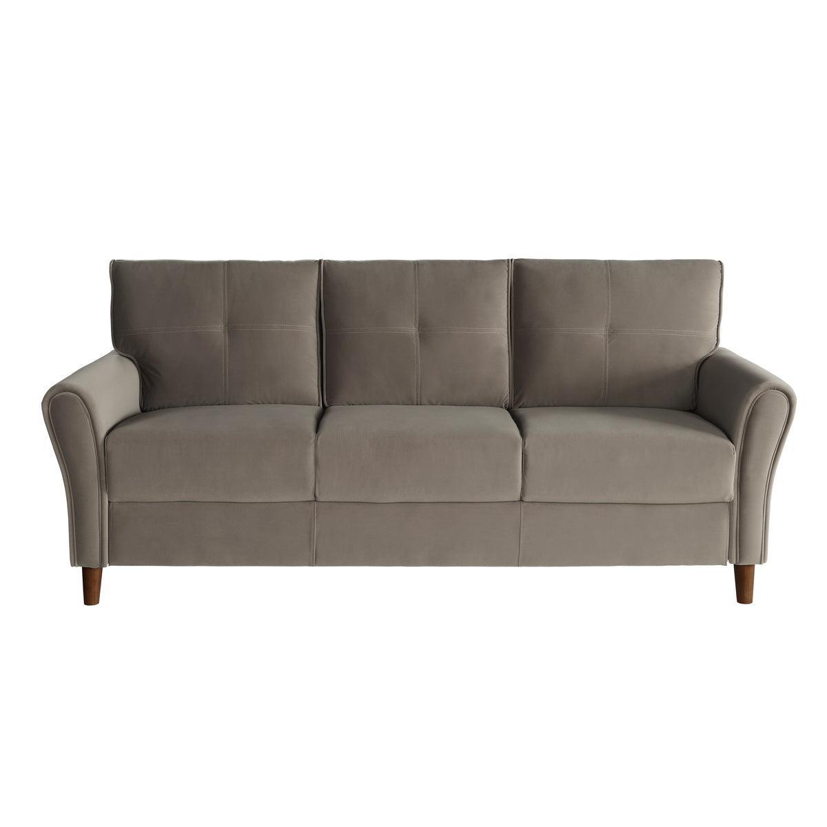 Dunleith Brown Solid Wood And Plywood Velvet Fabric Polyester Upholstered Tufted Sofa - Ella Furniture