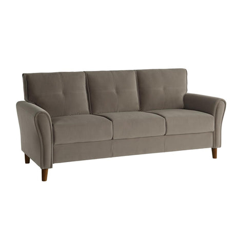 Dunleith Brown Solid Wood And Plywood Velvet Fabric Polyester Upholstered Tufted Sofa - Ella Furniture