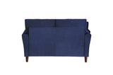 Dunleith Blue Solid Wood And Plywood Velvet Fabric Upholstery Tufted 2Pc Set: Sofa, Love - Ella Furniture