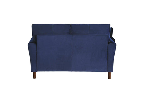 Dunleith Blue Solid Wood And Plywood Velvet Fabric Upholstery Tufted 2Pc Set: Sofa, Love - Ella Furniture