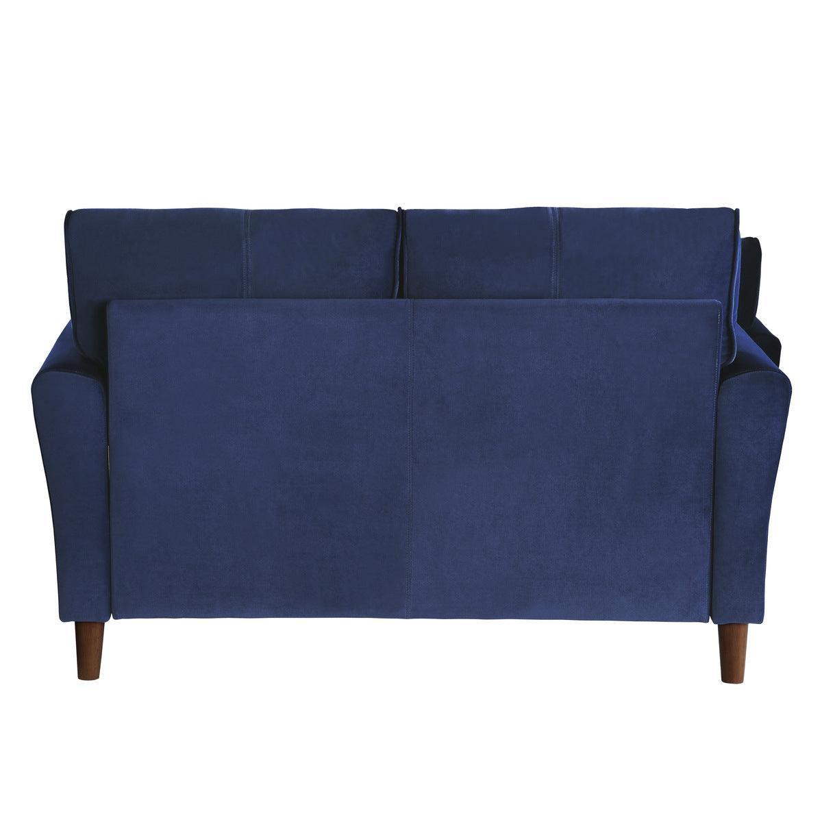 Dunleith Blue Solid Wood And Plywood Velvet Fabric Polyester Upholstered Tufted Loveseat - Ella Furniture