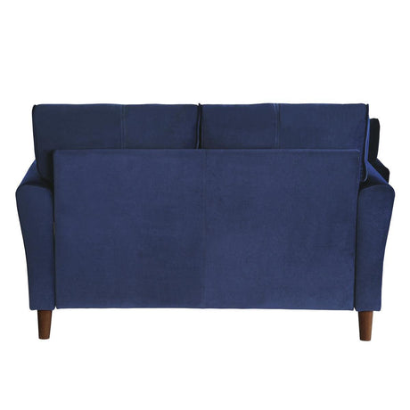 Dunleith Blue Solid Wood And Plywood Velvet Fabric Polyester Upholstered Tufted Loveseat - Ella Furniture