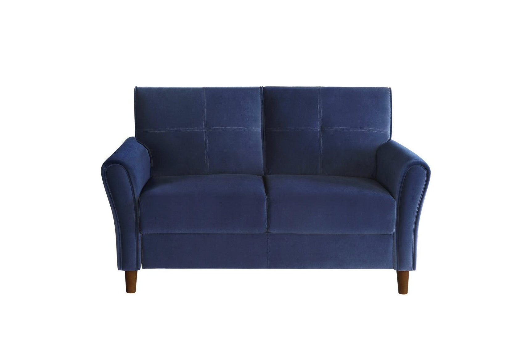 Dunleith Blue Solid Wood And Plywood Velvet Fabric Upholstery Tufted 2Pc Set: Sofa, Love - Ella Furniture