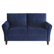 Dunleith Blue Solid Wood And Plywood Velvet Fabric Polyester Upholstered Tufted Loveseat - Ella Furniture