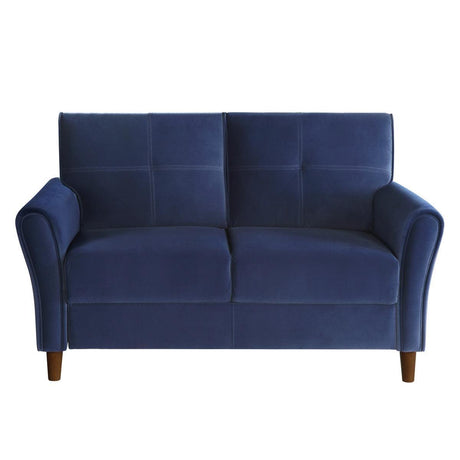 Dunleith Blue Solid Wood And Plywood Velvet Fabric Polyester Upholstered Tufted Loveseat - Ella Furniture