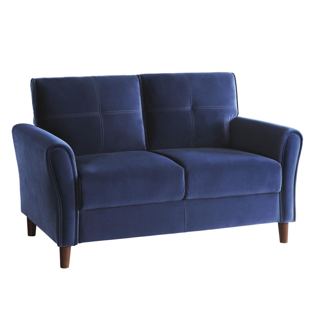 Dunleith Blue Solid Wood And Plywood Velvet Fabric Polyester Upholstered Tufted Loveseat - Ella Furniture