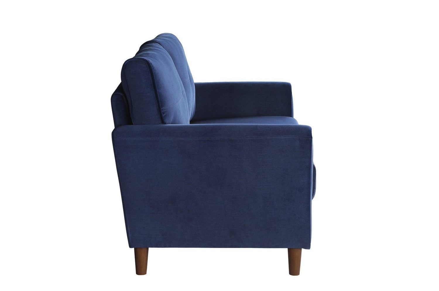 Dunleith Blue Solid Wood And Plywood Velvet Fabric Upholstery Tufted 2Pc Set: Sofa, Love - Ella Furniture