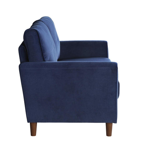 Dunleith Blue Solid Wood And Plywood Velvet Fabric Polyester Upholstered Tufted Loveseat - Ella Furniture