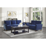 Dunleith Blue Solid Wood And Plywood Velvet Fabric Polyester Upholstered Tufted Loveseat - Ella Furniture