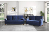 Dunleith Blue Solid Wood And Plywood Velvet Fabric Upholstery Tufted 2Pc Set: Sofa, Love - Ella Furniture