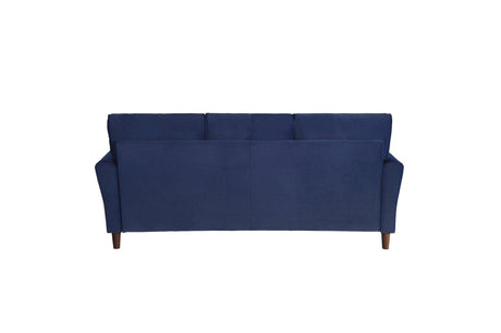 Dunleith Blue Solid Wood And Plywood Velvet Fabric Upholstery Tufted 2Pc Set: Sofa, Love - Ella Furniture