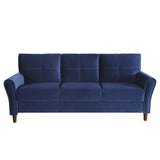 Dunleith Blue Solid Wood And Plywood Velvet Fabric Polyester Upholstered Tufted Sofa - Ella Furniture