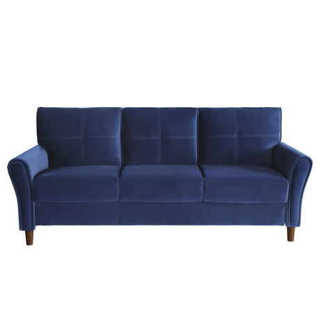 Dunleith Blue Solid Wood And Plywood Velvet Fabric Polyester Upholstered Tufted Sofa - Ella Furniture