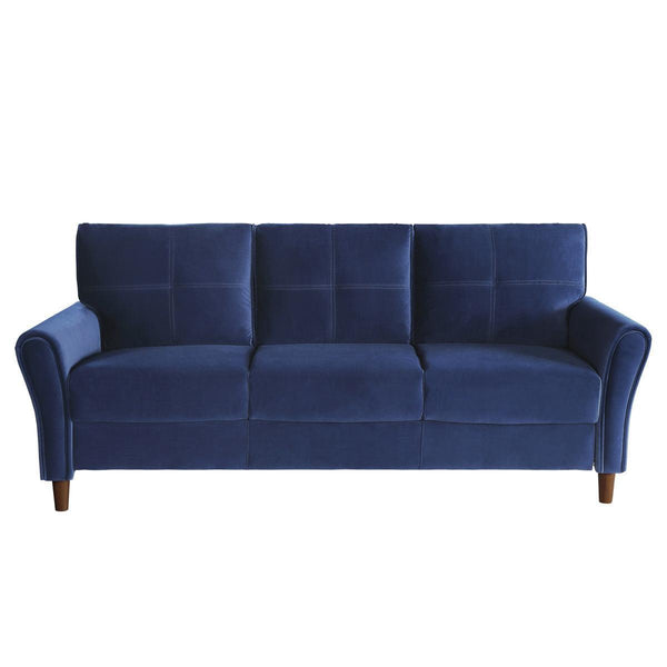 Dunleith Blue Solid Wood And Plywood Velvet Fabric Polyester Upholstered Tufted Sofa - Ella Furniture
