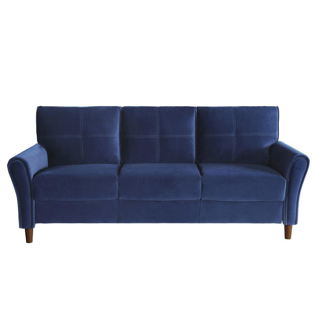 Dunleith Blue Solid Wood And Plywood Velvet Fabric Polyester Upholstered Tufted Sofa - Ella Furniture