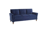 Dunleith Blue Solid Wood And Plywood Velvet Fabric Upholstery Tufted 2Pc Set: Sofa, Love - Ella Furniture