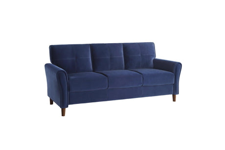 Dunleith Blue Solid Wood And Plywood Velvet Fabric Upholstery Tufted 2Pc Set: Sofa, Love - Ella Furniture
