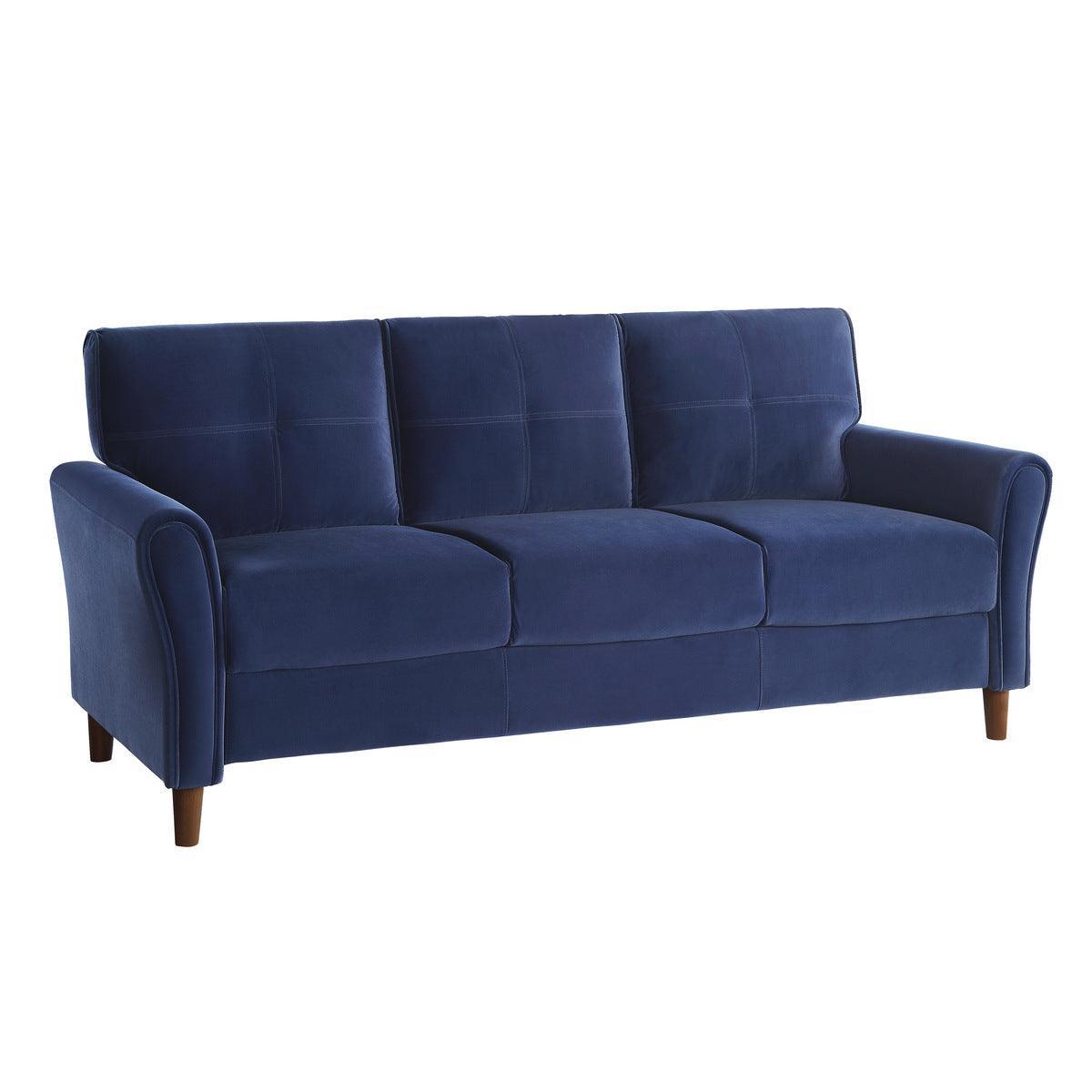 Dunleith Blue Solid Wood And Plywood Velvet Fabric Polyester Upholstered Tufted Sofa - Ella Furniture