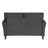 Dunleith Gray Solid Wood And Plywood Velvet Fabric Polyester Upholstered Tufted Loveseat - Ella Furniture