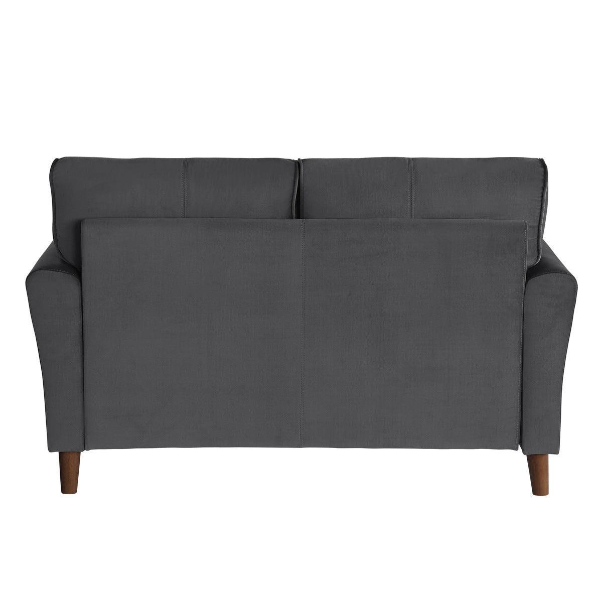Dunleith Gray Solid Wood And Plywood Velvet Fabric Polyester Upholstered Tufted Loveseat - Ella Furniture