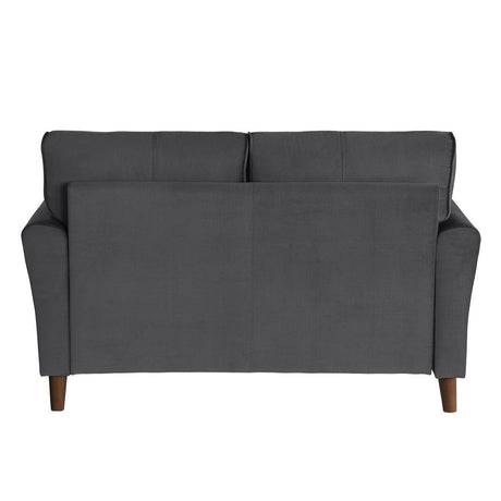 Dunleith Gray Solid Wood And Plywood Velvet Fabric Polyester Upholstered Tufted Loveseat - Ella Furniture