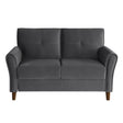 Dunleith Gray Solid Wood And Plywood Velvet Fabric Polyester Upholstered Tufted Loveseat - Ella Furniture