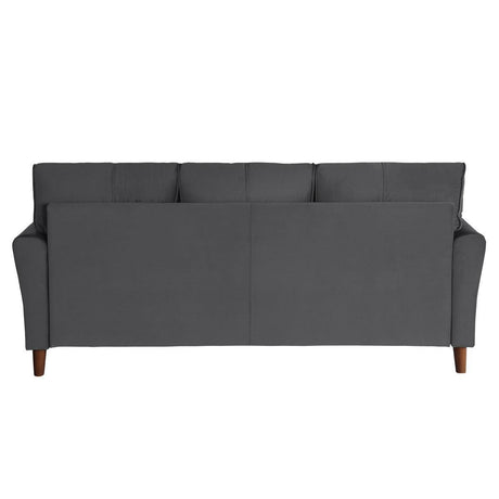 Dunleith Gray Solid Wood And Plywood Velvet Fabric Polyester Upholstered Tufted Sofa - Ella Furniture