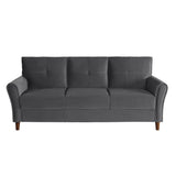 Dunleith Gray Solid Wood And Plywood Velvet Fabric Polyester Upholstered Tufted Sofa - Ella Furniture